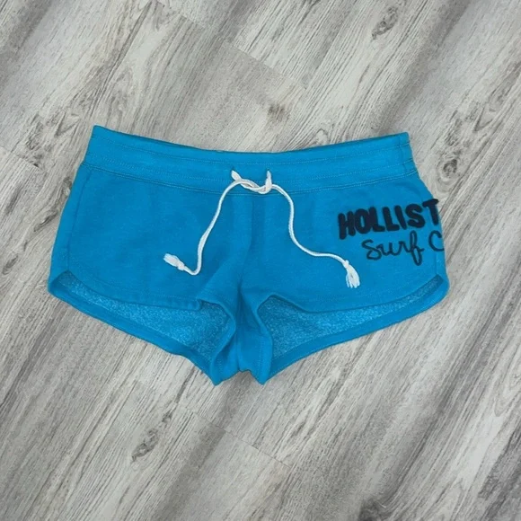 NEW Hollister Surf Shorts Beach Board Blue Soft Medium Fleece Y2K 2000s era Logo - Picture 5 of 5